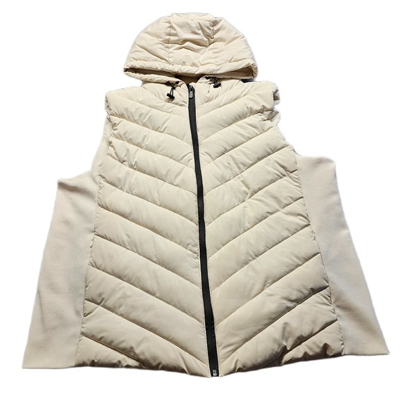 Tahari Jackets & Blazers - Tahari Puffer Vest Womens 3X Cream Insulated Regular Fit Drawcord Hood Full‎ Zip
